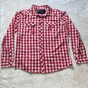 Marc Ecko Cut & Sew Men’s Red and White Casual Street Button Down Shirt SZ XL